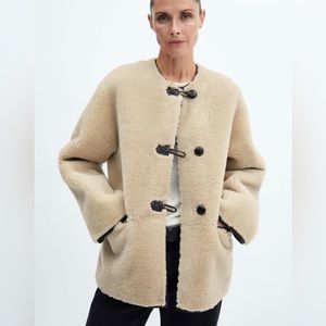 Mango Faux Shearling Iconic Jacket New Appliqués Applique faux-fur coat